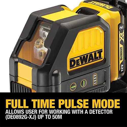 DEWALT 2-Way Self Levelling Cross Line Green Beam Laser with Battery XR 12V 2.0Ah Li-Ion and Charger DCE088D1G