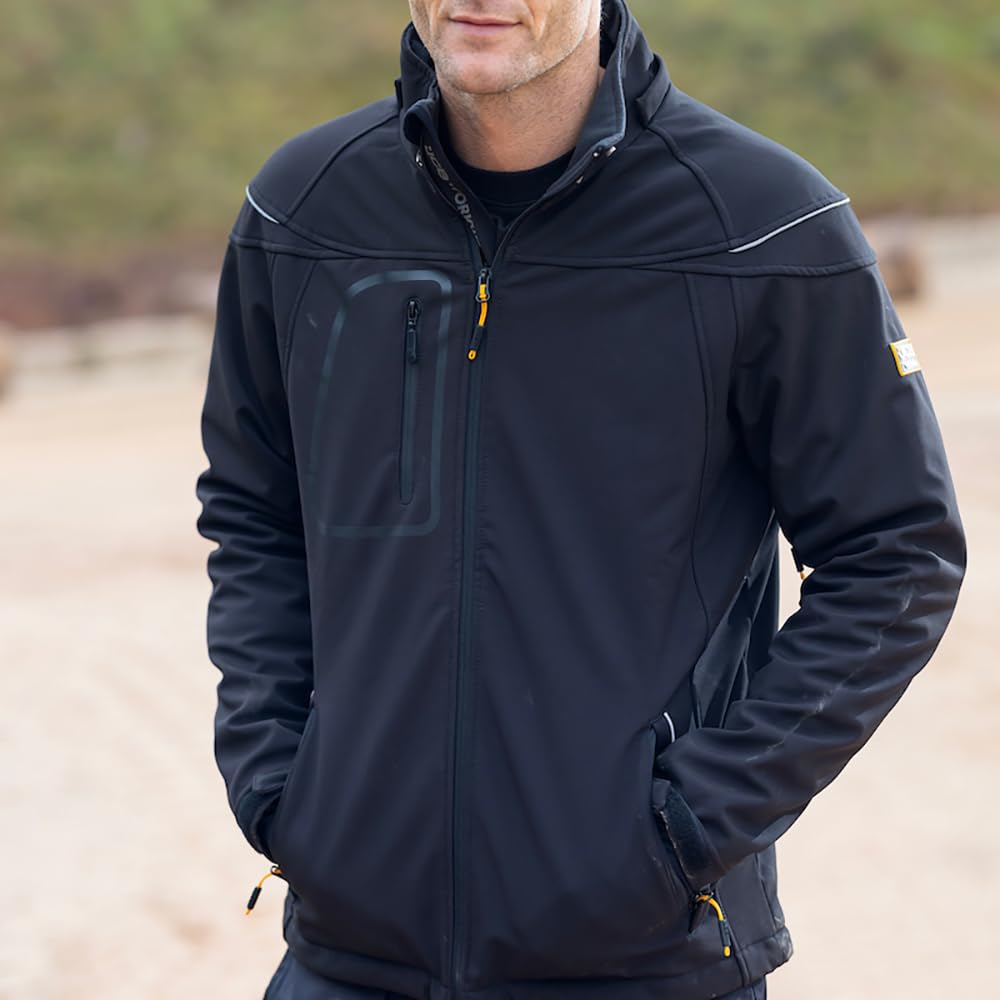 JCB - Men's Trade Hooded Black Softshell Jacket - Durable, Comfortable, Versatile - Perfect for Outdoor Work Environments Workwear Collection