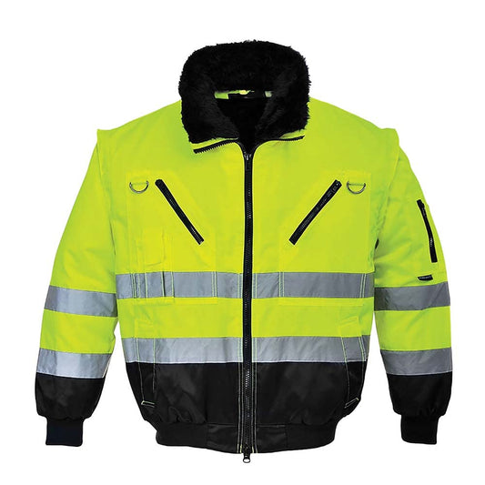 Portwest Men's Hi-Vis 3in1 Pilot Jacket, Yellow / Black, M