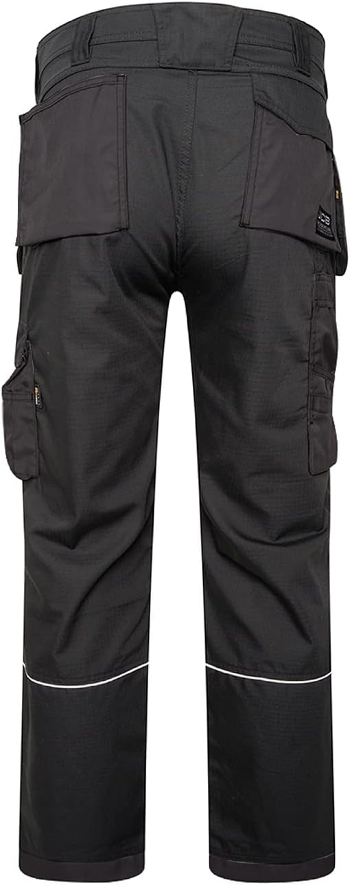 JCB - Trade Trousers for Men - Men's Workwear - Utility Pants - Reinforced Stitching - Cargo Trousers - Secure Pockets - Black - Regular Leg - 38W