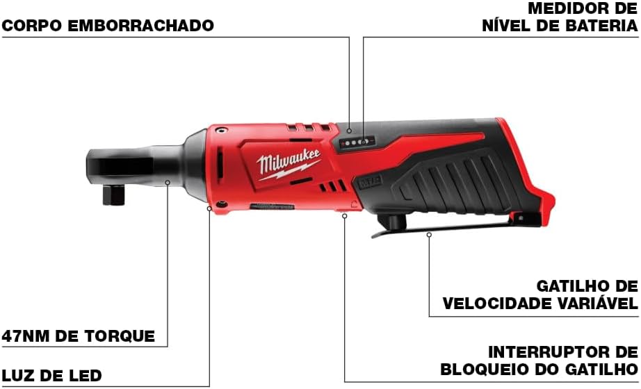 Milwaukee 2457-20 M12 Cordless 3/8" Sub-Compact 35 ft-Lbs 250 RPM Ratchet w/Variable Speed Trigger (Battery Not Included, Power Tool Only)