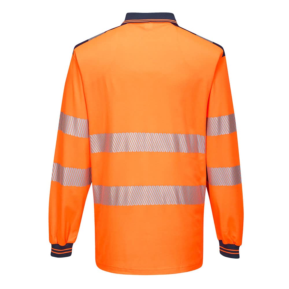 Portwest PW3 Hi-Vis Polo Shirt L/S, Size: M, Colour: Orange/Black, T184OBRM