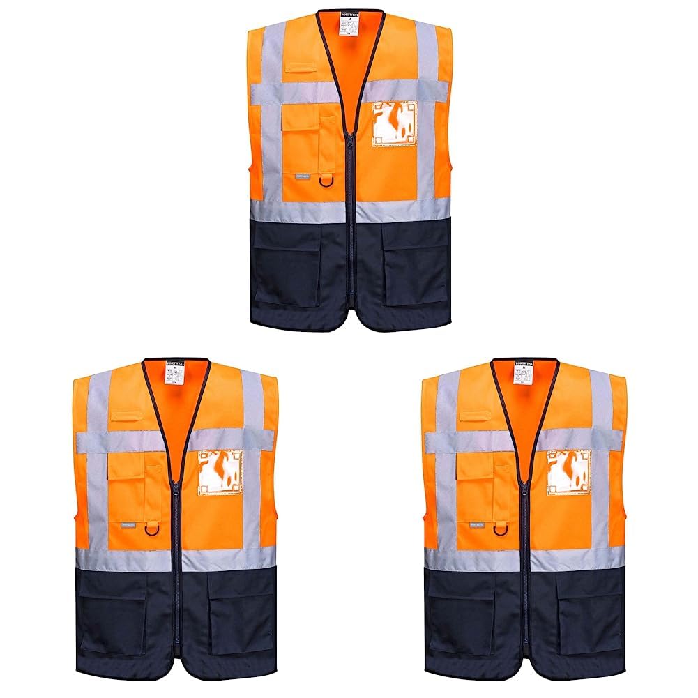 Portwest C476YRBL Warsaw Executive Vest, Yellow/Royal, L