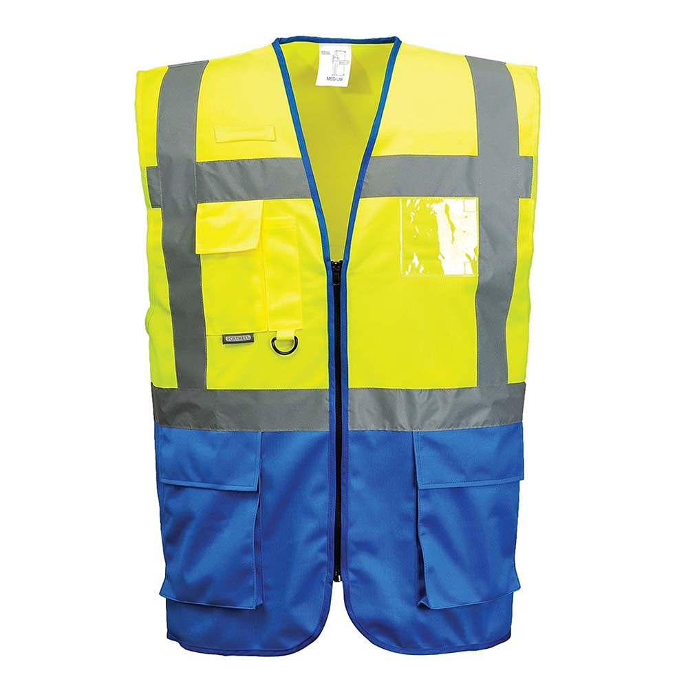 Portwest C476YRBL Warsaw Executive Vest, Yellow/Royal, L