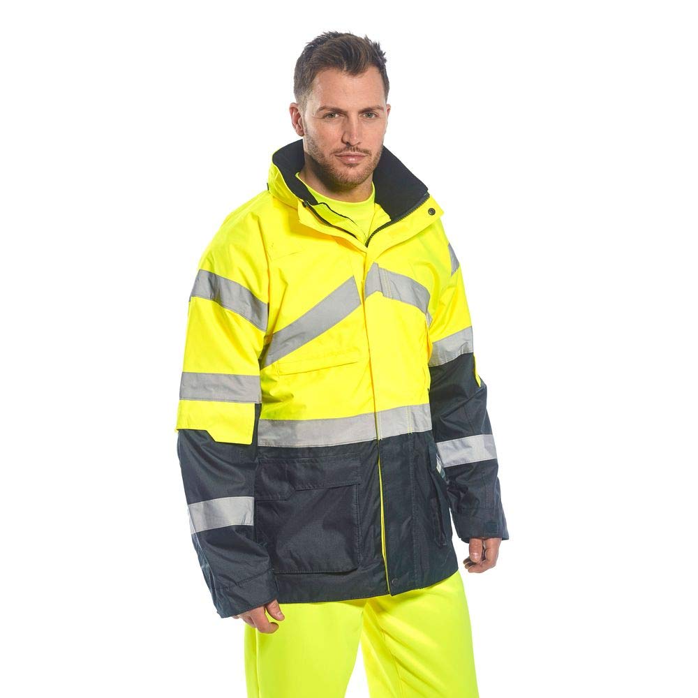 HI VIS Breathable Safety Jacket Coat Radio Loop D Ring High Visibility Workwear