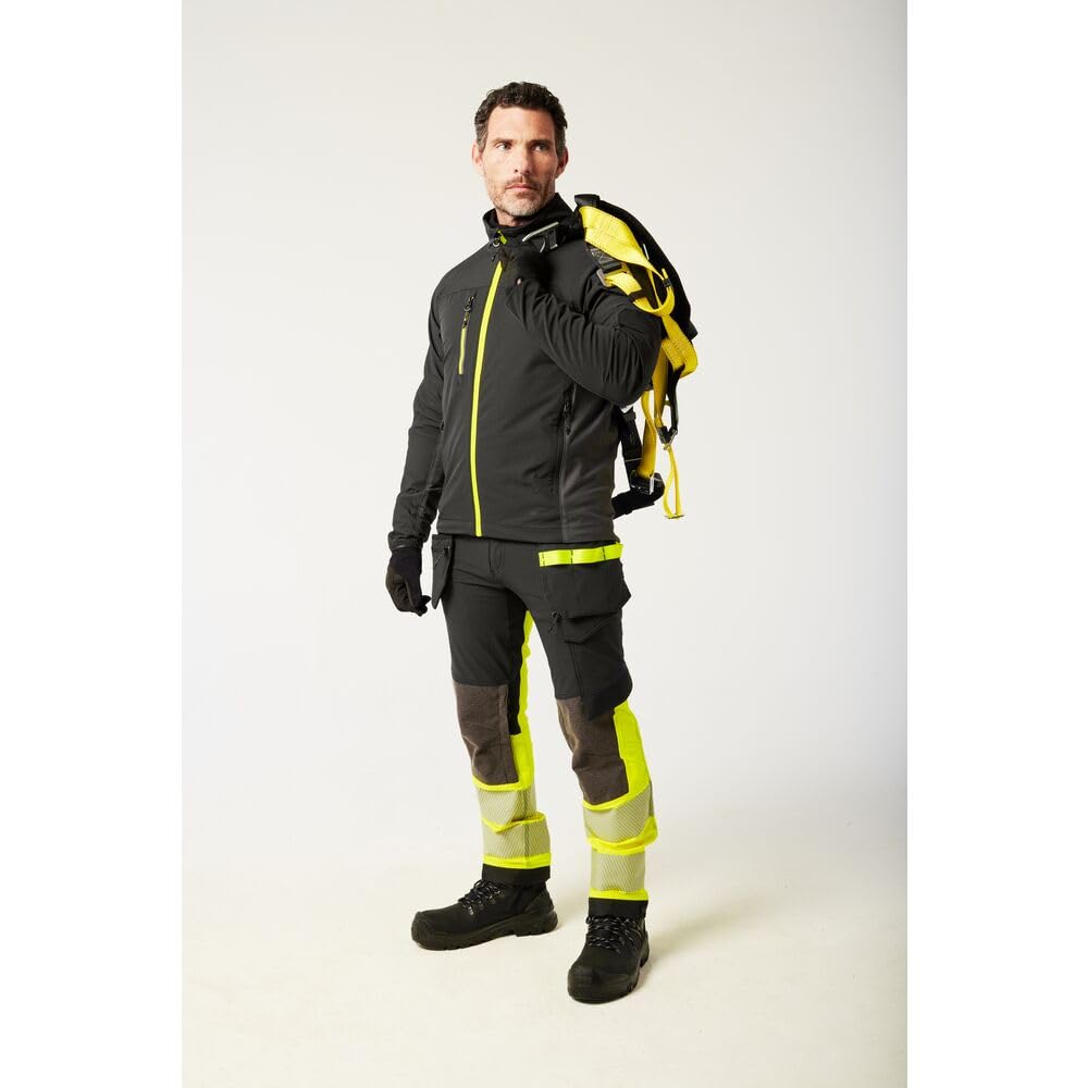 Portwest EV442 Men's Hi Vis Work Trousers - Slim Fit Stretch Fabric Workwear Utility Safety Trousers with Detachable Holster Pocket and Knee Pad Pockets