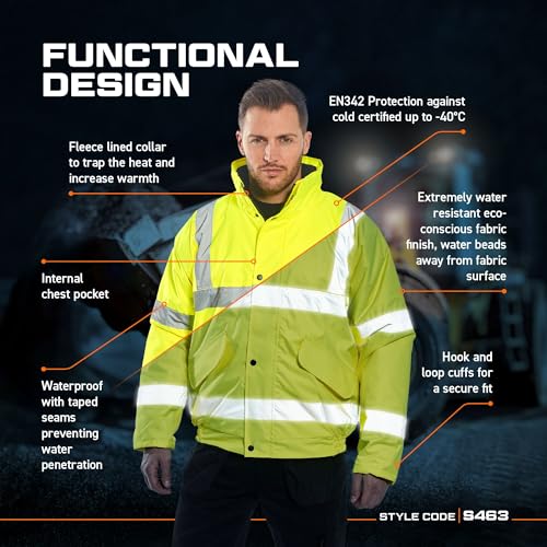 Portwest S463 Waterproof Comfort Hi-Vis Winter Bomber Jacket Orange, 6X-Large