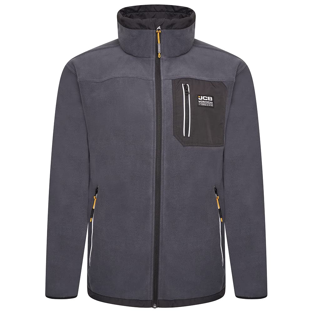 JCB - Trade Steel Full Zip Fleece - Fleece Jacket Mens - Work Fleece Mens - Mens Fleece Jackets Full Zip - Mens Workwear - Mens Clothes