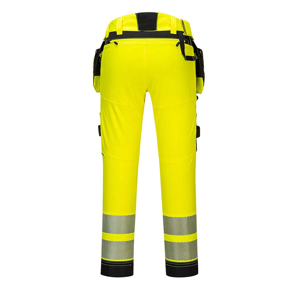 Portwest DX4 Hi-Vis Detachable Holster Pocket Trouser, Size: 32, Colour: Yellow/Black, DX442YBR32