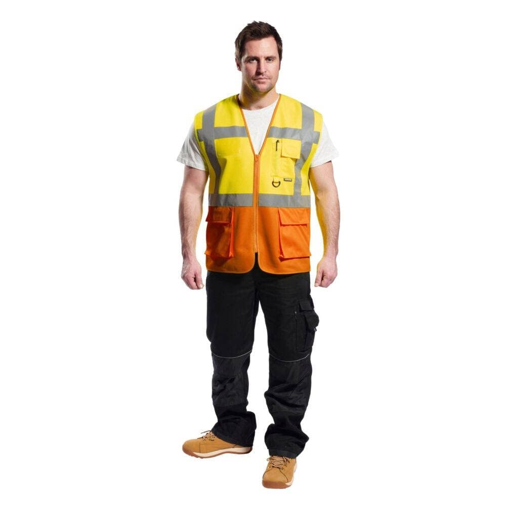 Portwest C476YRBL Warsaw Executive Vest, Yellow/Royal, L