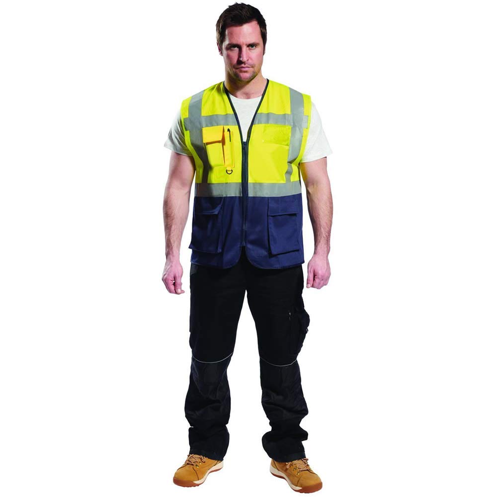 Portwest C476YRBL Warsaw Executive Vest, Yellow/Royal, L