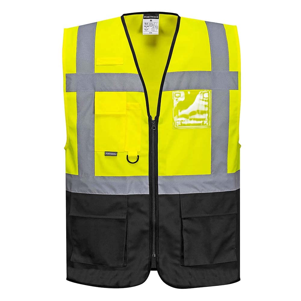 Portwest C476YRBL Warsaw Executive Vest, Yellow/Royal, L