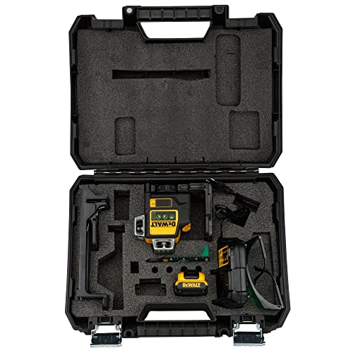 DEWALT Self Levelling Multi Line 3 x 360 Degrees Green Beam Laser 12V MAX* with Battery 2.0Ah Li-Ion and Charger Carry Case DCE089D1G