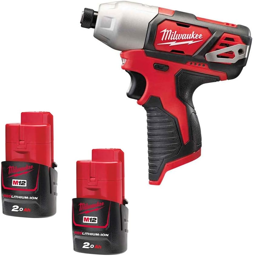 Milwaukee M12BID-0 M12 12v Compact Impact Driver 2 x 2Ah Batteries M12B2, Red