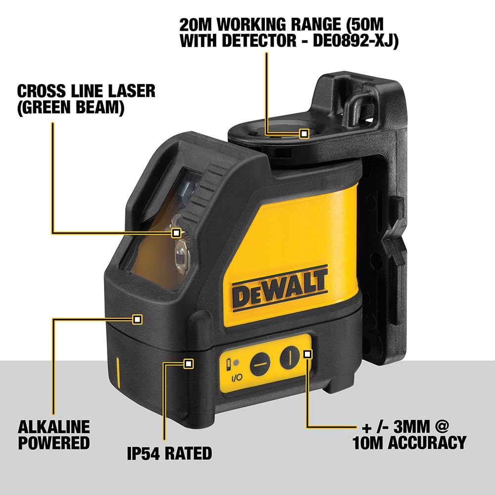 DEWALT DW088CG-XJ 2-Way Self Levelling Cross Line Green Beam Laser with Carry Case