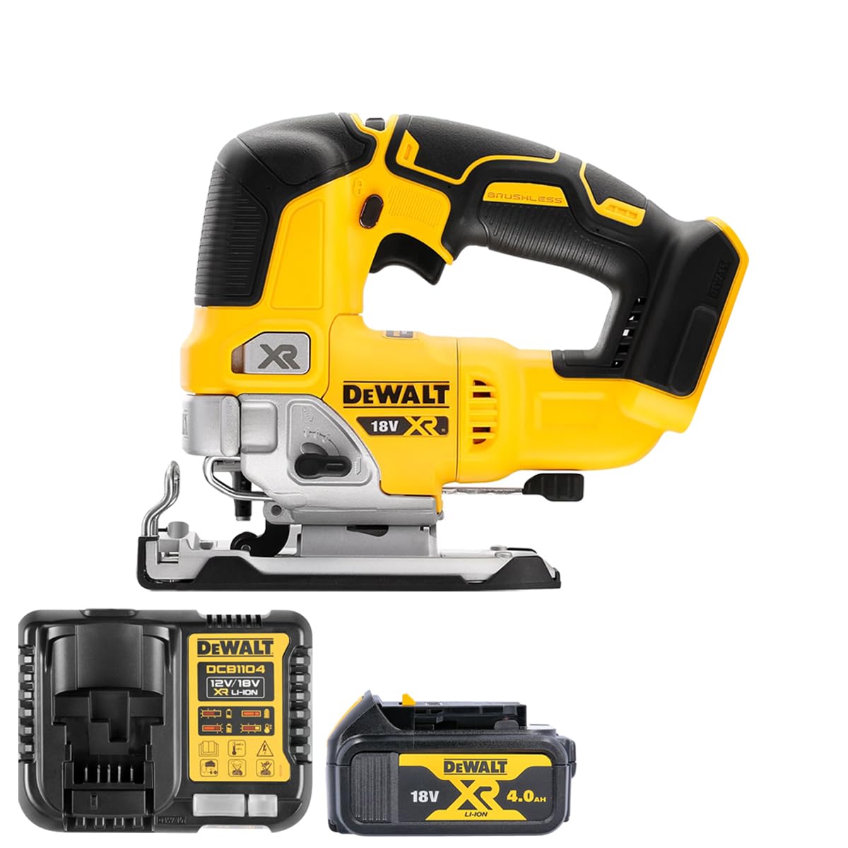 Dewalt DCS334N 18V Brushless Top Handle Jigsaw with 1 x 4.0Ah Battery & Charger