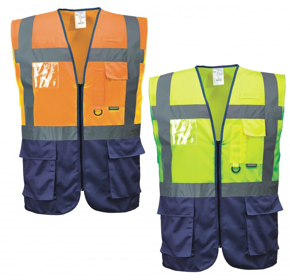 Portwest C476YRBL Warsaw Executive Vest, Yellow/Royal, L