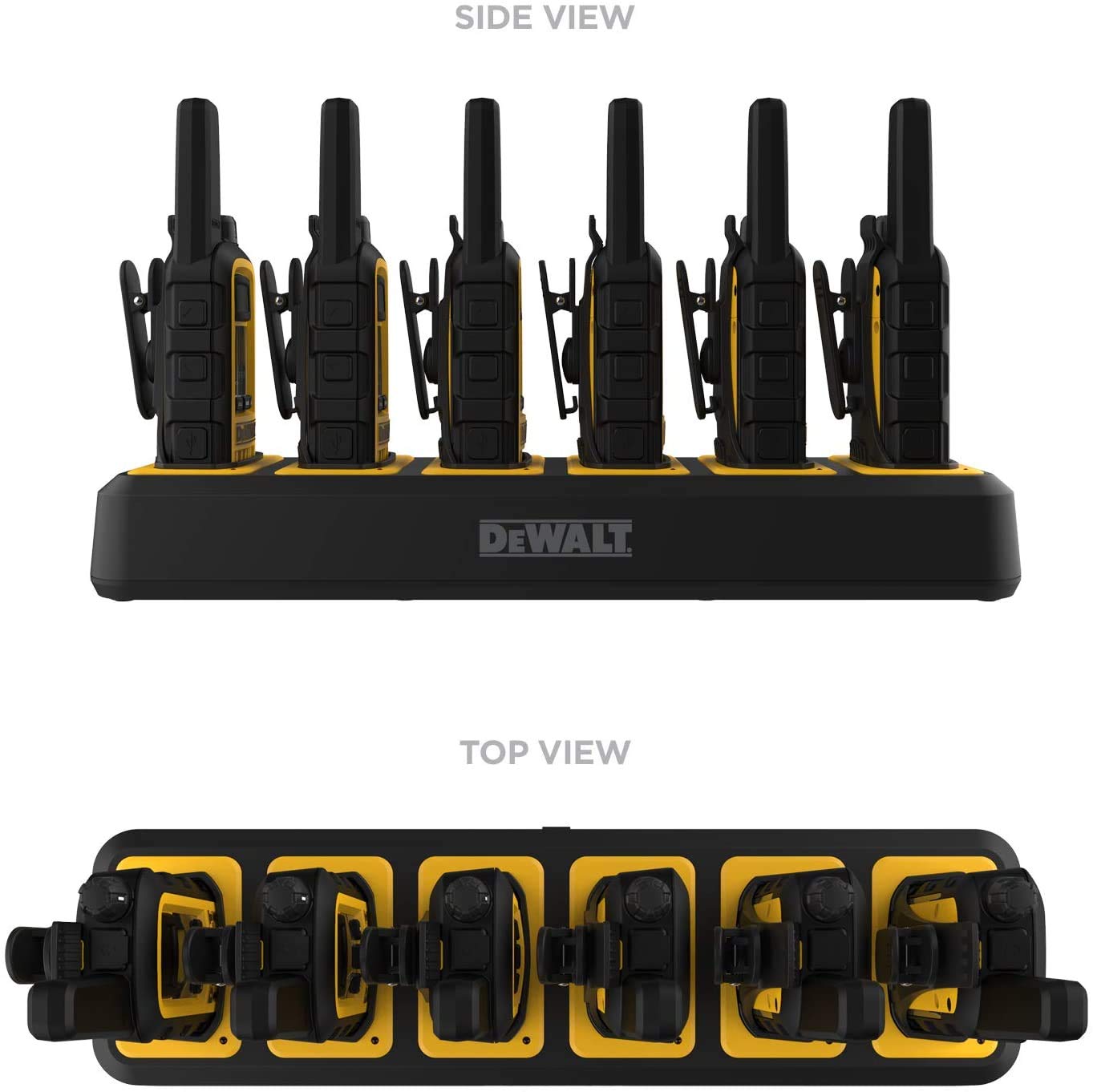 DEWALT DXPMRCH6-800 6 Port Charger for DXPMR800 Walkie Talkie Two-Way Radios - Charges 6 Walkie Talkies simultaneously