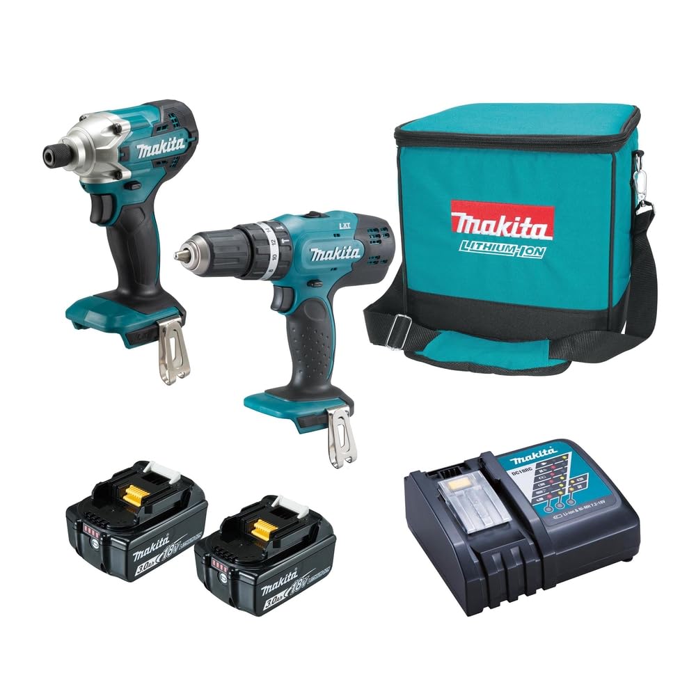 Makita DLX2336X DTD156 DHP453 18V Cordless Impact Wrench and Impact Drill Tools Kit with 2x3.0Ah DC18RC Battery Charger in Bag