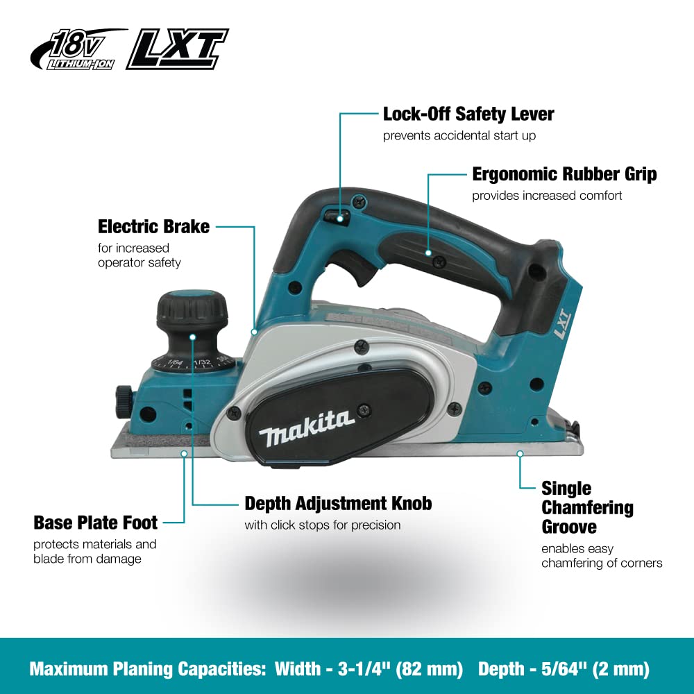 Makita DKP180Z 18V Li-Ion LXT Planer - Batteries and Charger Not Included & DTM51Z Multi-Tool, 18 V,Blue