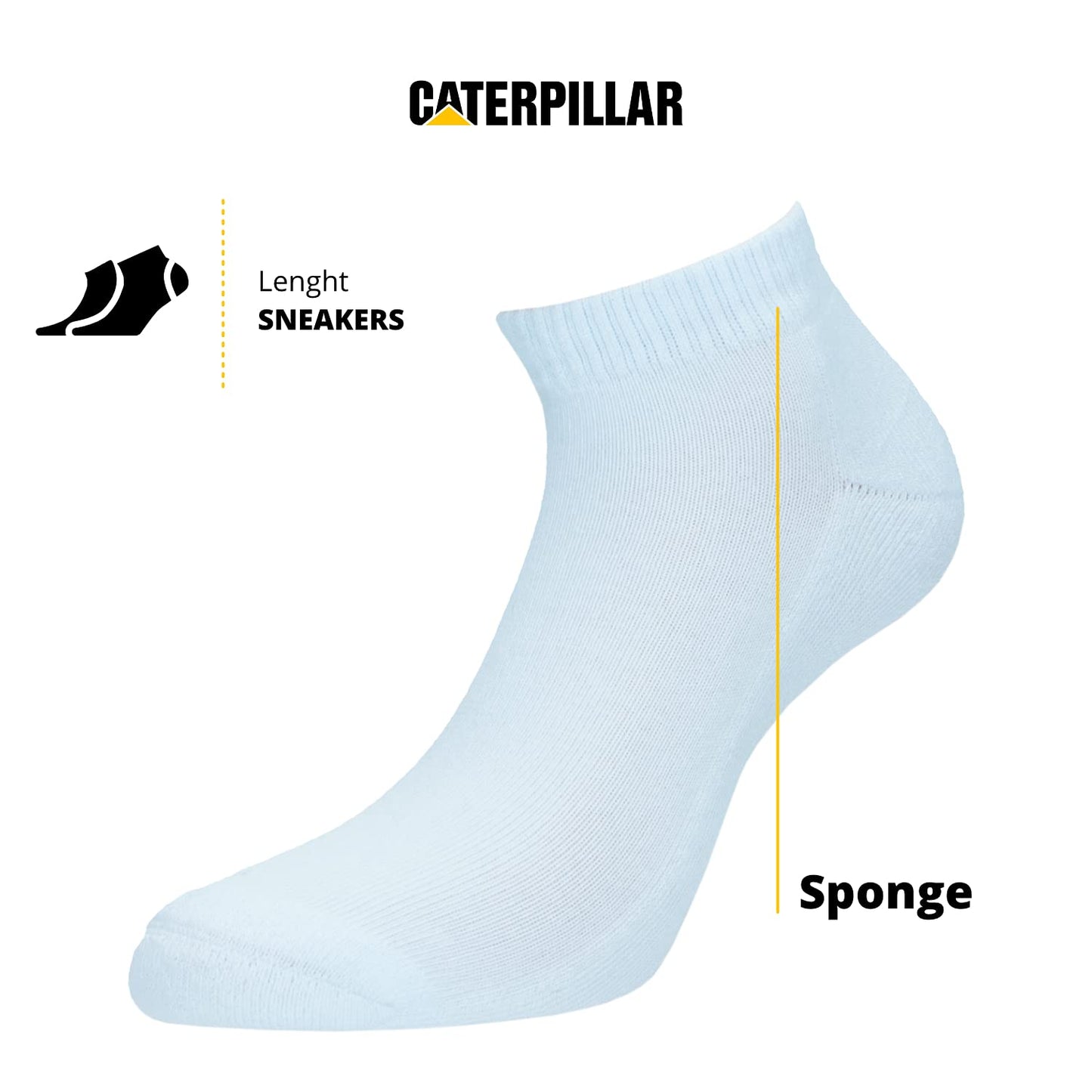 Caterpillar Sport Sneakers 6 Pairs Ankle Height Socks, Comfort Top, Cotton, Half Cushioned