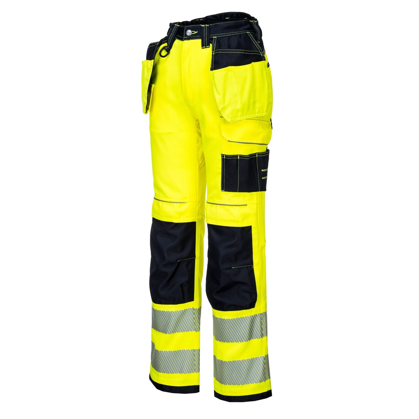 Portwest T501 Mens PW3 Hi Vis Work Trousers - Holster Pocket Workwear Safety Construction Trousers Orange/Black, 42