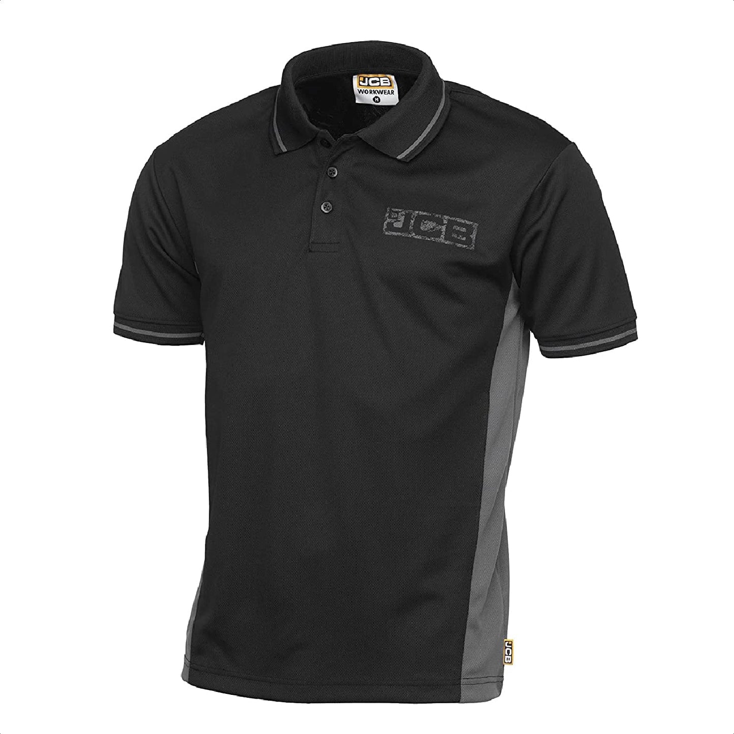 JCB - Workwear Men's Polos - Polo Shirt - Performance Polo Shirt, D+IB - Black/Grey, Size Small