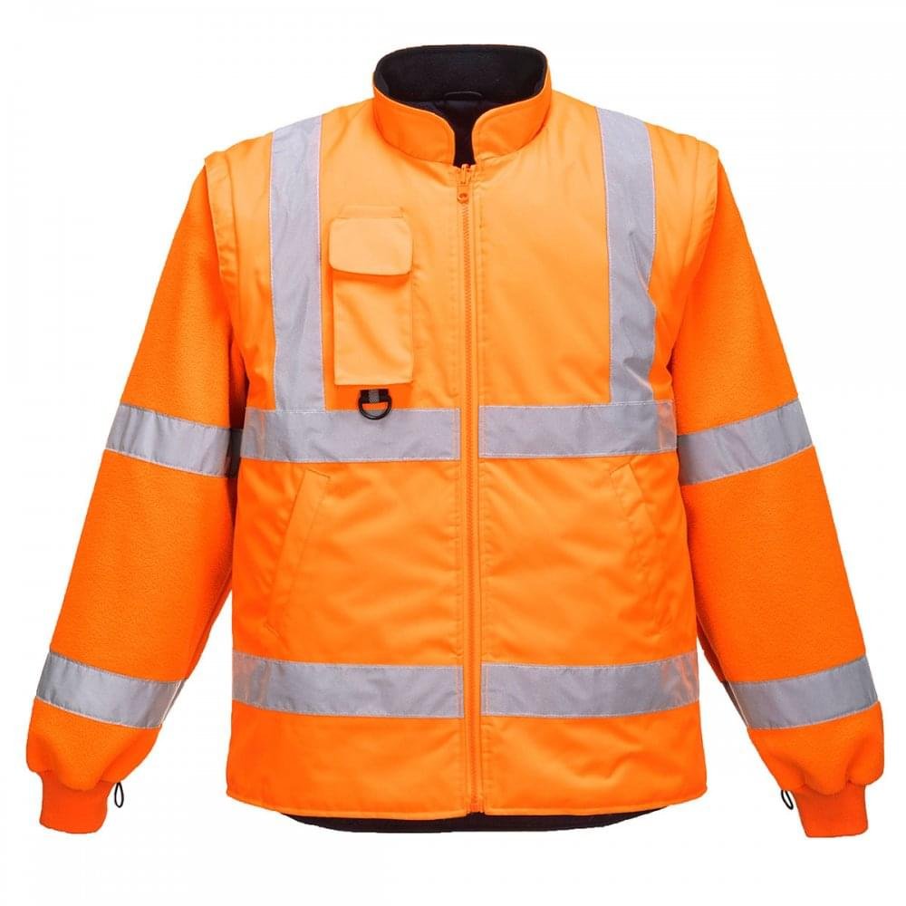 Portwest RT27 Waterproof Hi-Vis Breathable 7-in-1 Traffic Jacket Orange, 3X-Large