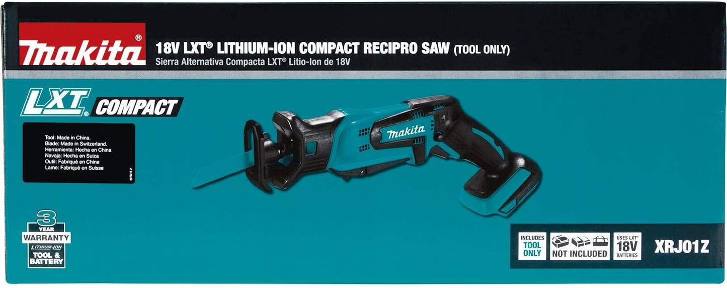 Makita XRJ01Z 18-Volt LXT Lithium-Ion Cordless Compact Reciprocating Saw (Tool Only, No Battery)