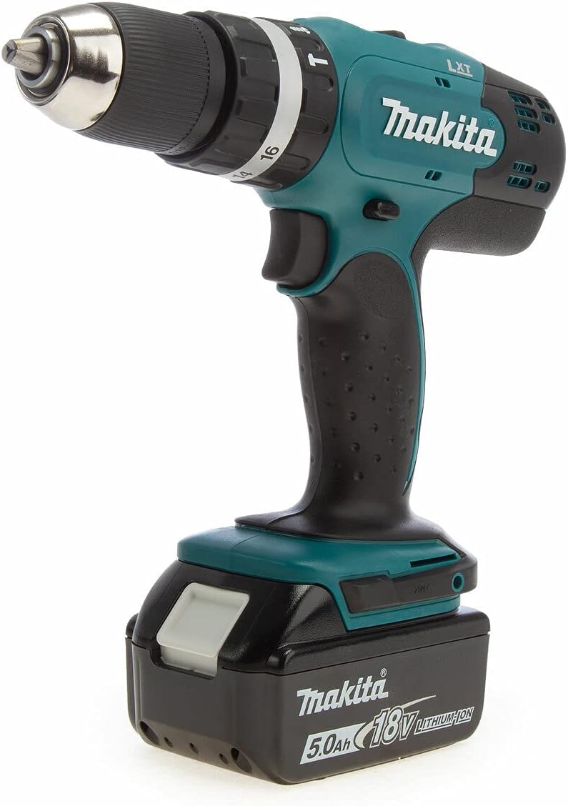 Makita DLX2025T 18V Li-ion LXT 2 Piece Kit comprising DHR202Z and DHP453Z Complete with 2 x 5.0 Ah Batteries and Charger Supplied in a LXT Heavy Duty Tool Bag Blue/Black