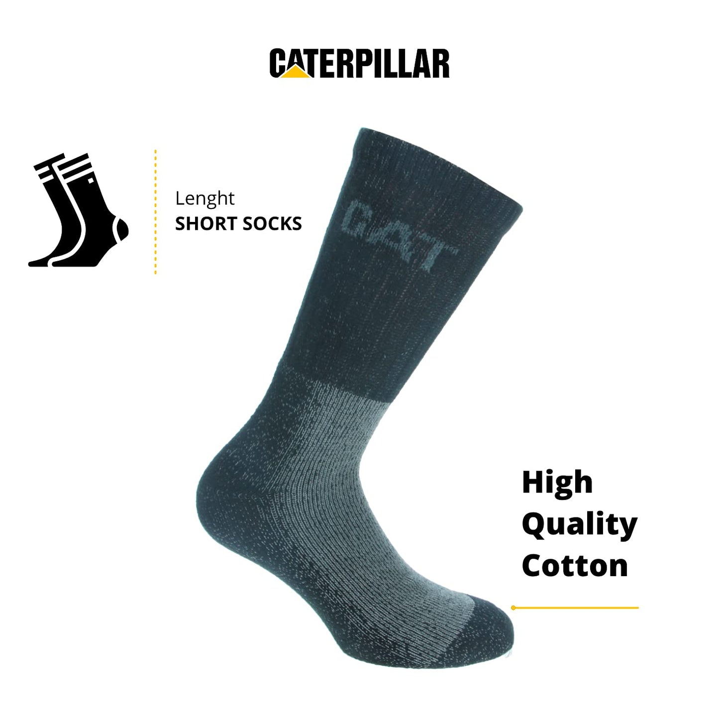 Caterpillar 6 Pairs of Heavy Duty Worksocks, excellent quality cotton with elastic Lycra fiber