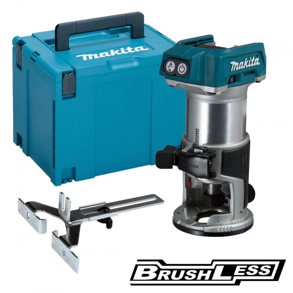 Makita DRT50ZJ 18V Li-Ion LXT Brushless Router Trimmer Supplied in A Makpac Case & DTM51Z Multi-Tool, 18 V,Blue