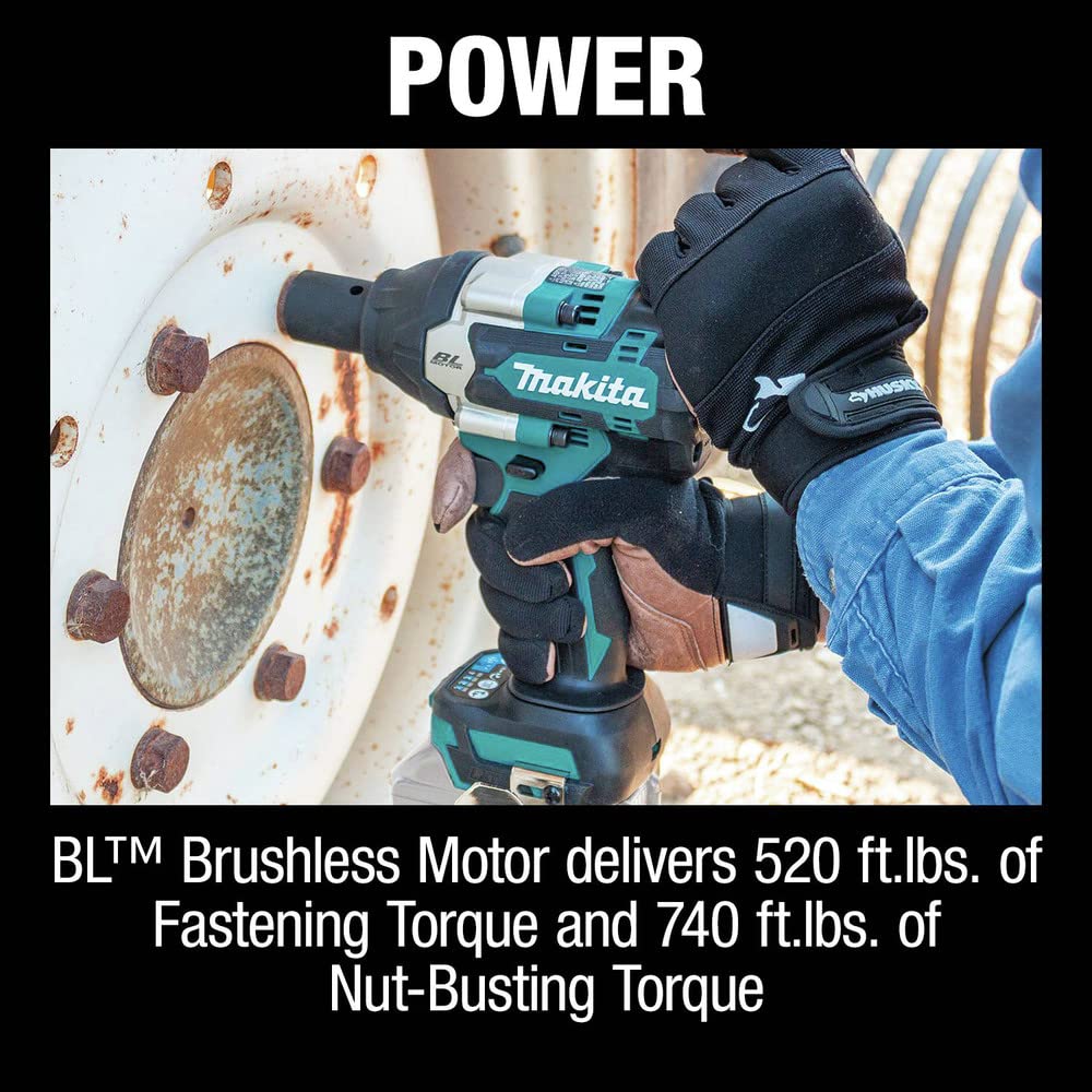 Makita XWT17Z 18V LXT® Lithium-Ion Brushless Cordless 4-Speed Mid-Torque 1/2" Sq. Drive Impact Wrench w/Friction Ring Anvil, Tool Only