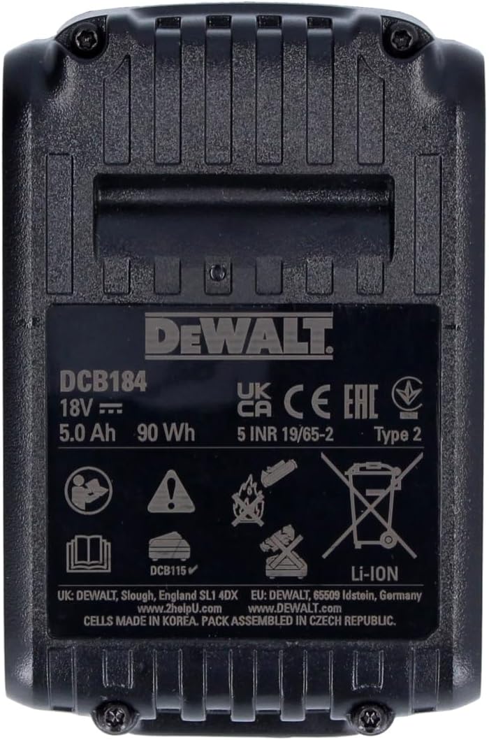 DeWalt DCB184 18V Li-ion 5.0Ah XR Slide Batteries Pack of 4