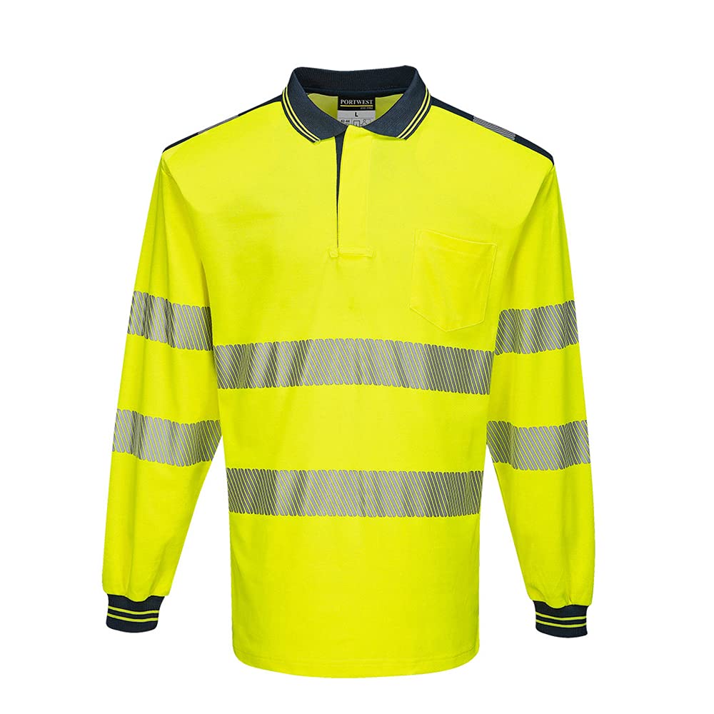 Portwest PW3 Hi-Vis Polo Shirt L/S, Size: M, Colour: Orange/Black, T184OBRM