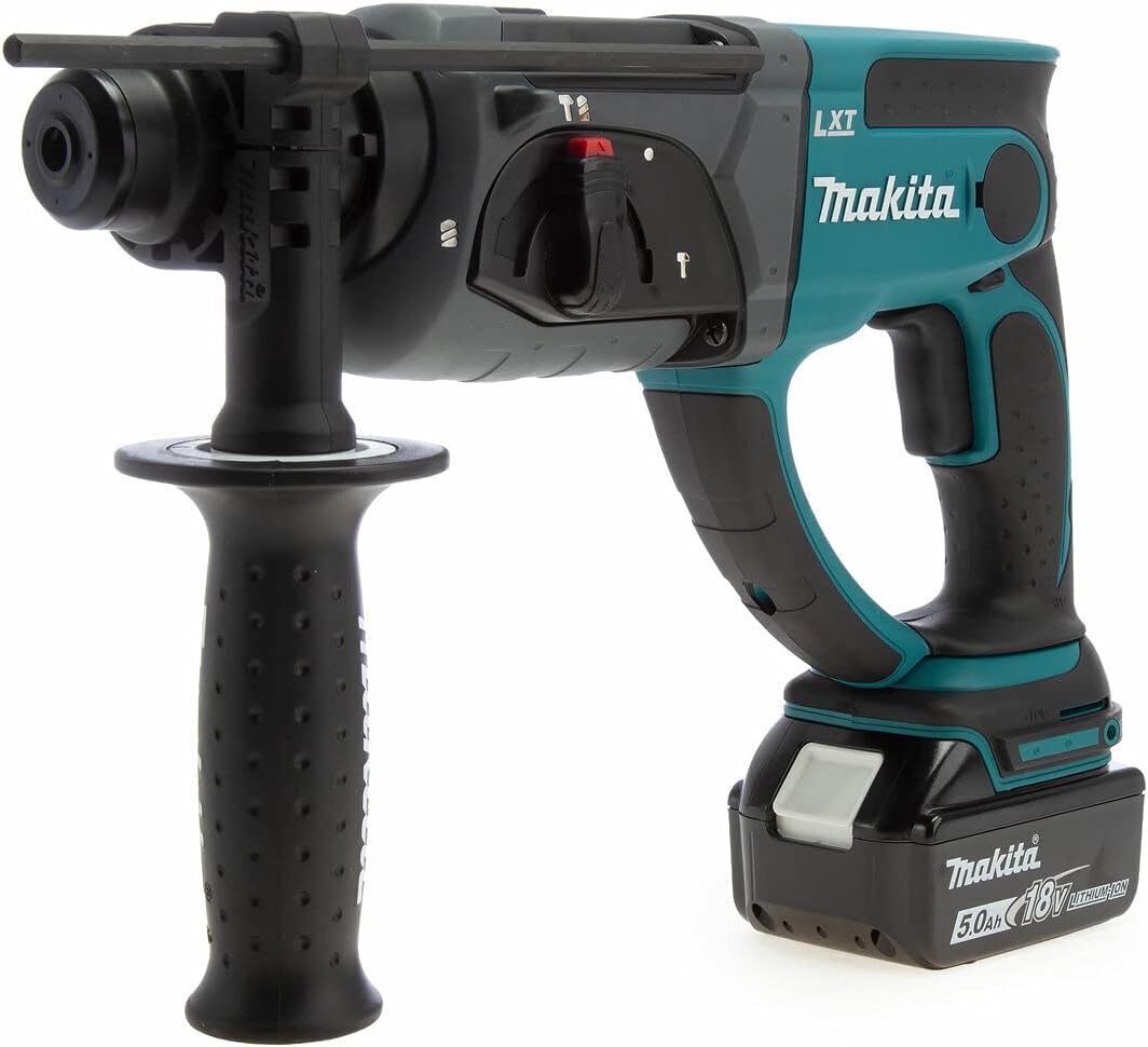 Makita DLX2025T 18V Li-ion LXT 2 Piece Kit comprising DHR202Z and DHP453Z Complete with 2 x 5.0 Ah Batteries and Charger Supplied in a LXT Heavy Duty Tool Bag Blue/Black