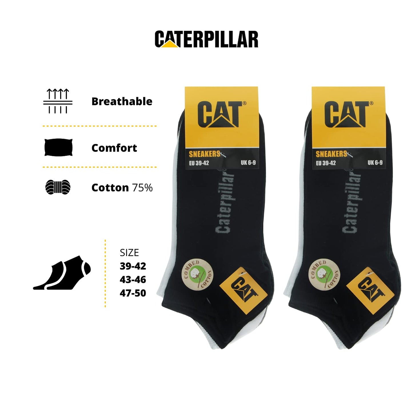 Caterpillar Sneaker 10 Pairs Short socks, ankle height, in combed Cotton