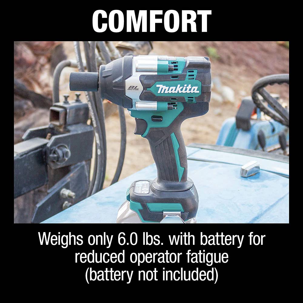 Makita XWT17Z 18V LXT® Lithium-Ion Brushless Cordless 4-Speed Mid-Torque 1/2" Sq. Drive Impact Wrench w/Friction Ring Anvil, Tool Only