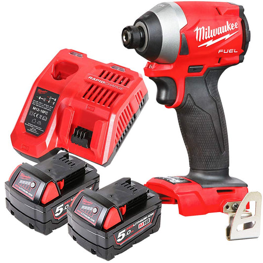 Milwaukee M18FID2 18v M18 Fuel Impact Driver with 2 x 5Ah Batteries & Charger