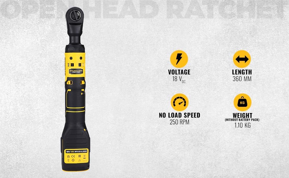 DEWALT DCF512N-XJ 18V XR Brushless 1/2" Open Head Ratchet - Bare Unit