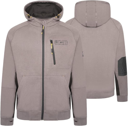 JCB - Trade Work Hoodie, XXX-Large - Made with 80% Cotton & 20% Polyester - Hoodies for Men Branding Details - Mens Clothes - Cordura Fabric Elbow Patches - 320gsm - Grey