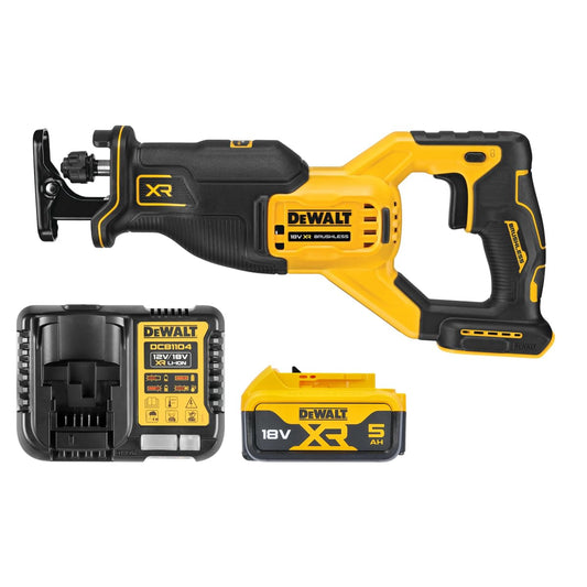 Dewalt DCS382N 18V Brushless Reciprocating Saw with 1 x 5.0Ah Battery & Charger