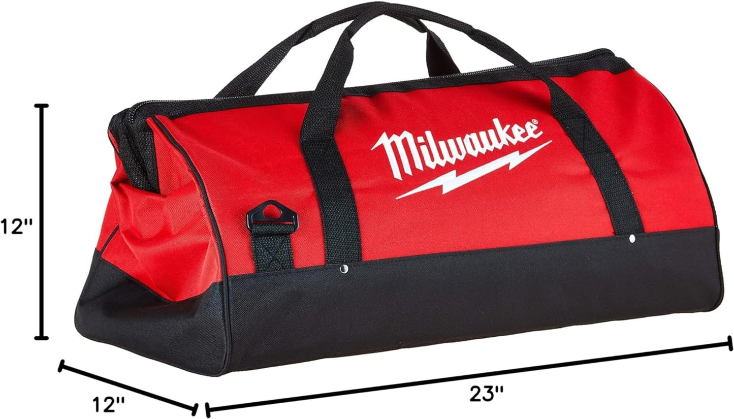 Milwaukee Heavy Duty 23 x 12 x 12 Inch Canvas Tool Bag w/Shoulder Strap and 6 Interior Pockets