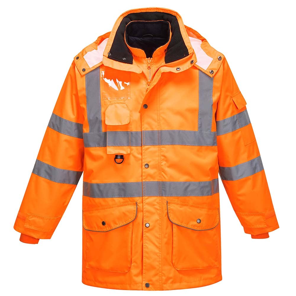 Portwest RT27 Waterproof Hi-Vis Breathable 7-in-1 Traffic Jacket Orange, 3X-Large