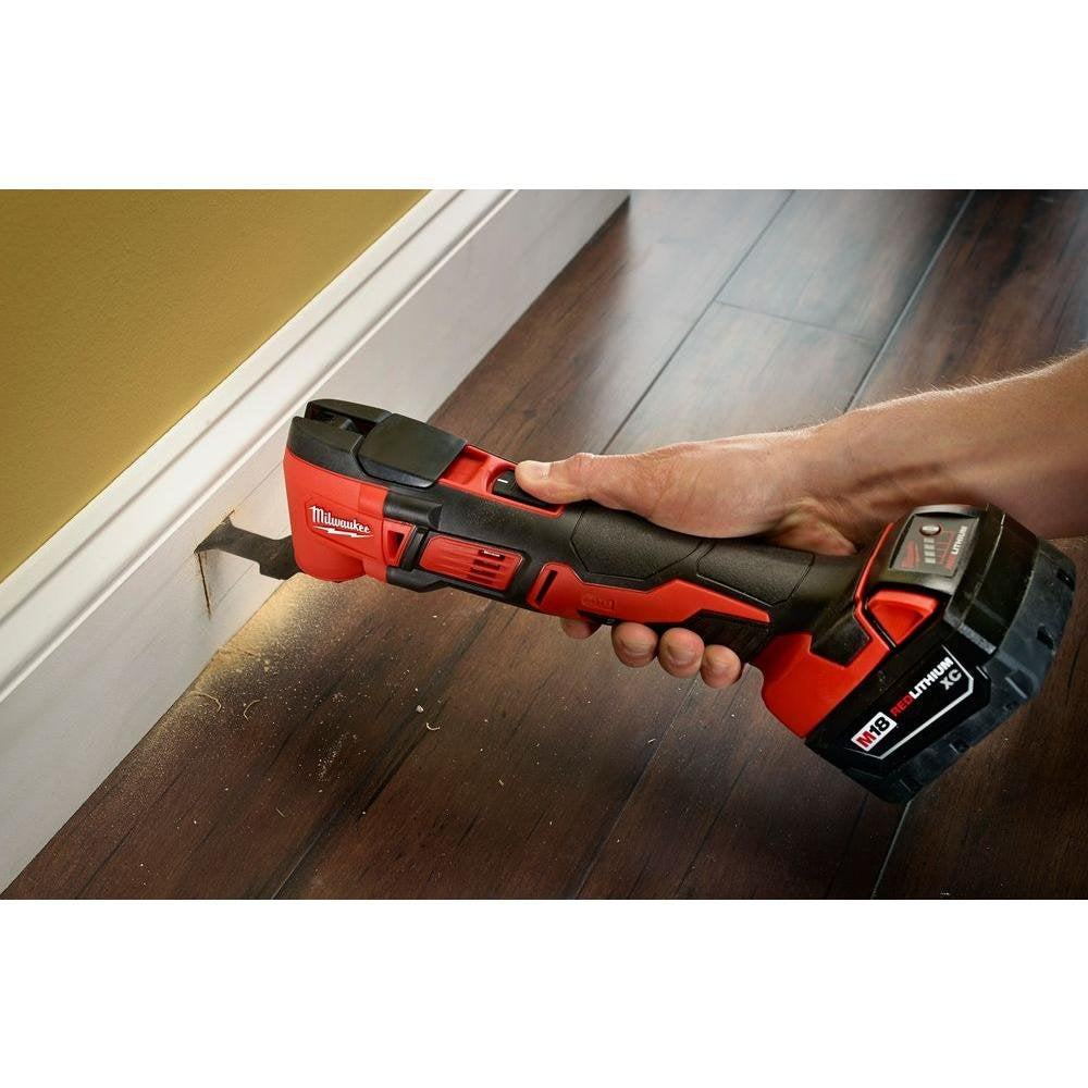 Milwaukee 2626-20 M18 18V Lithium Ion Cordless 18,000 OPM Orbiting Multi Tool with Woodcutting Blades and Sanding Pad with Sheets Included (Battery Not Included, Power Tool Only)