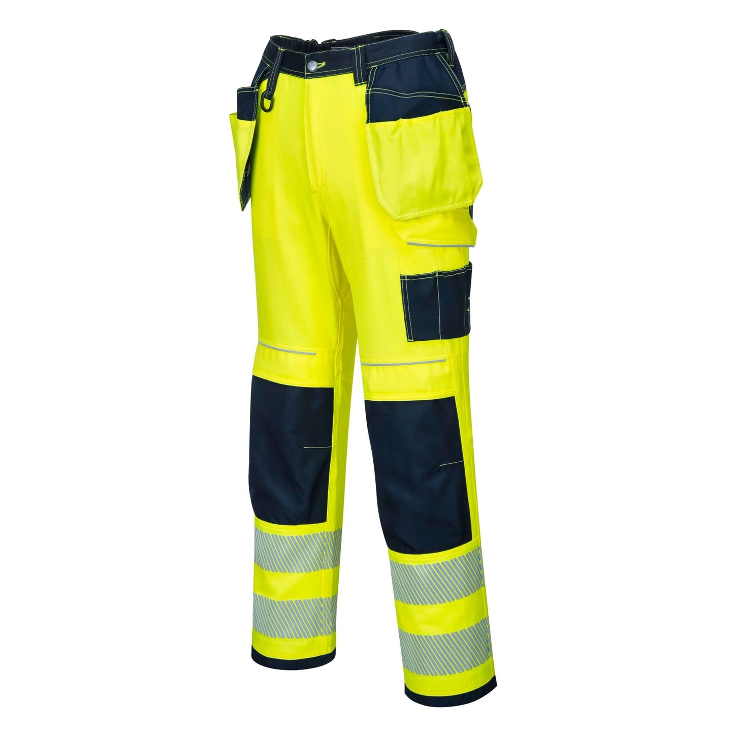 Portwest T501 Mens PW3 Hi Vis Work Trousers - Holster Pocket Workwear Safety Construction Trousers Orange/Black, 42