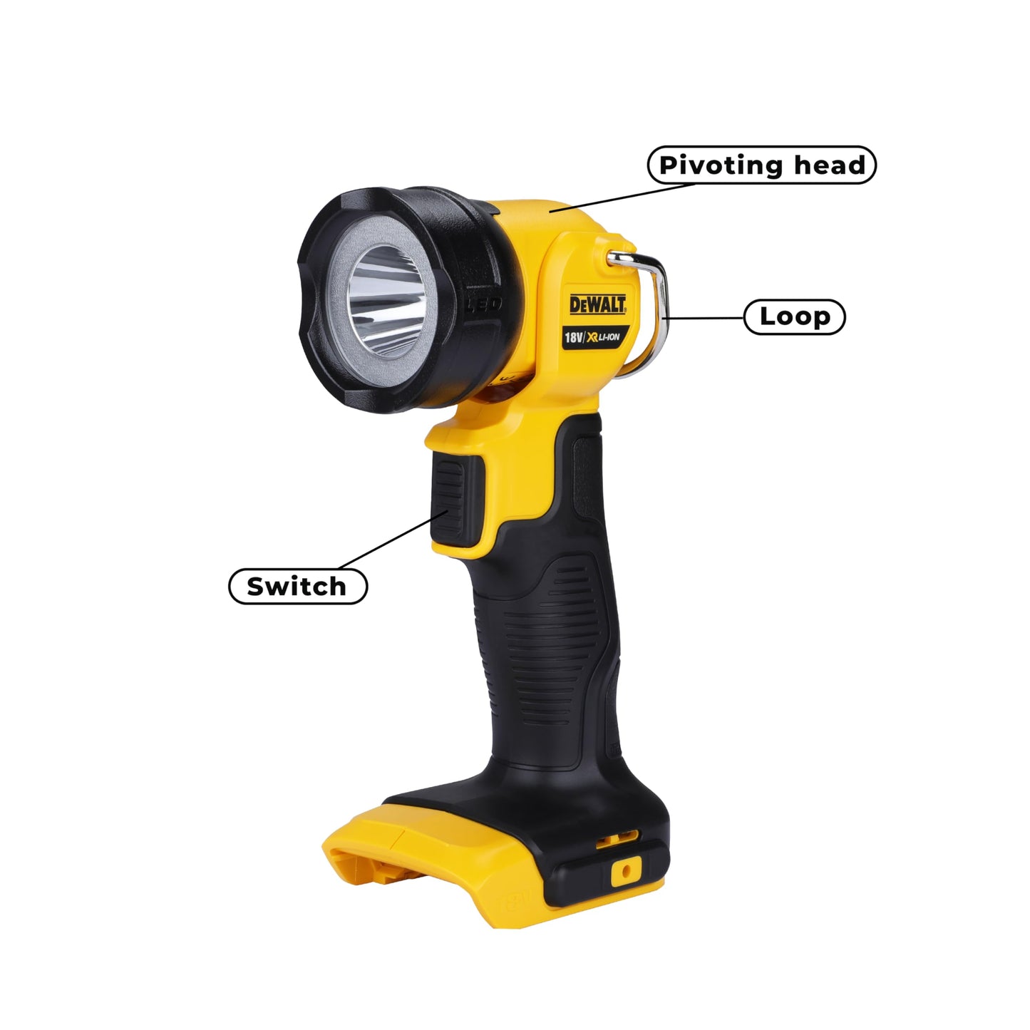 DEWALT DCL040-XJ 18V XR Lithium-Ion Body Only Cordless Torch, Black/Yellow, 15.0 cm*32.0 cm*22.0 cm