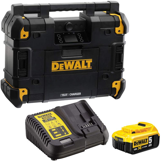 DEWALT DWST1-81079 18V Bluetooth DAB/FM/AM TSTAK Jobsite With 5.0Ah Battery & Charger