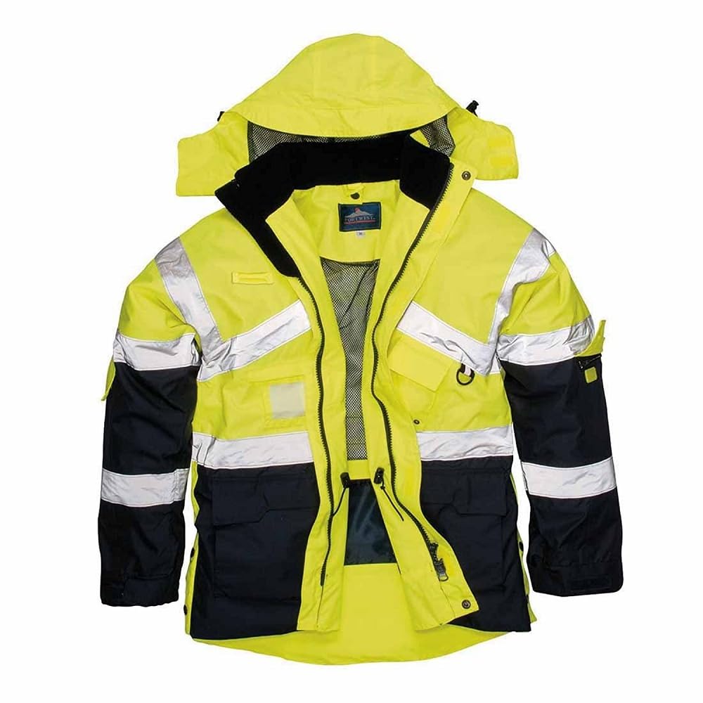 HI VIS Breathable Safety Jacket Coat Radio Loop D Ring High Visibility Workwear