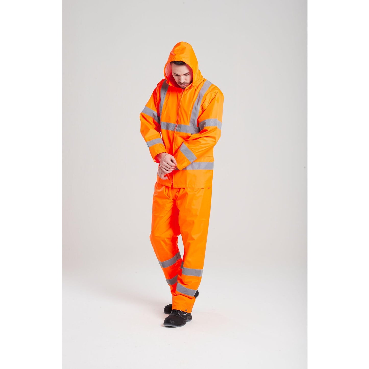 Portwest H440 Men's Waterproof Hi Vis Rain Jacket - Reflective Lightweight Safety Workwear with Pockets and Hood Orange, 4X-Large